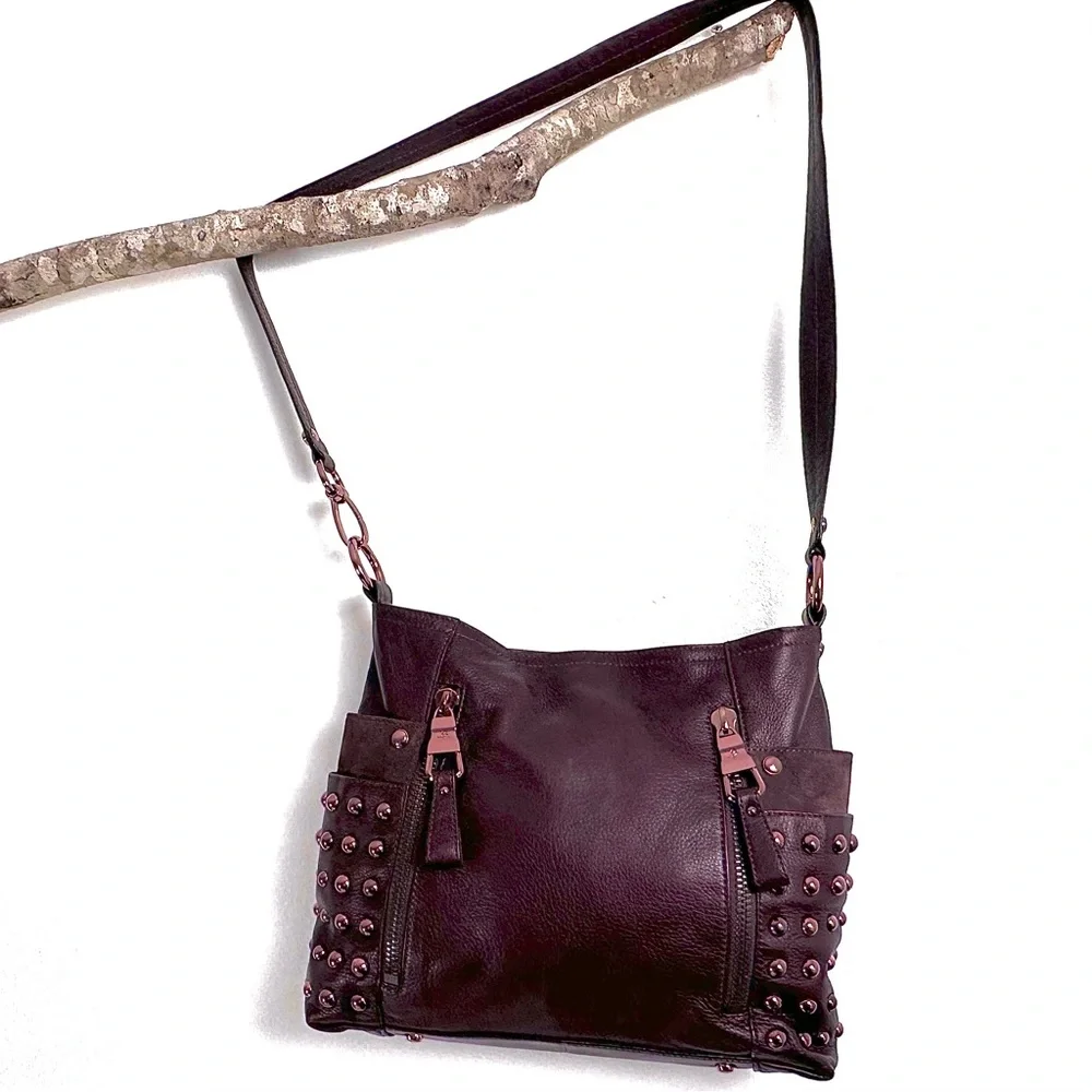 B. Makowsky Convertible Shoulder/ Crossbody Bag Insanely Soft Leather & Suede - Picture 2 of 10